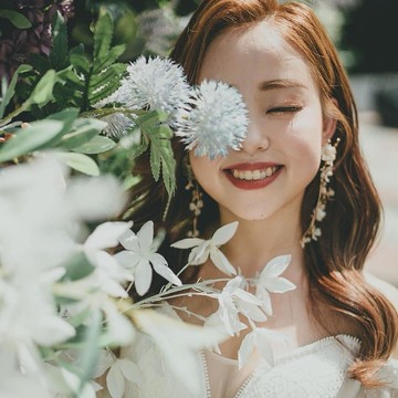 櫻花樹下 長版 | 耳鈎 | 手作婚禮樹脂水晶花飾品