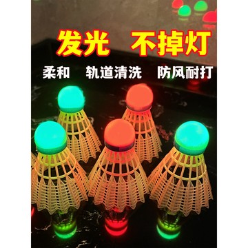 球頭發光羽毛球防風夜光尼龍球帶燈耐打夜用螢光發亮夜打閃光球