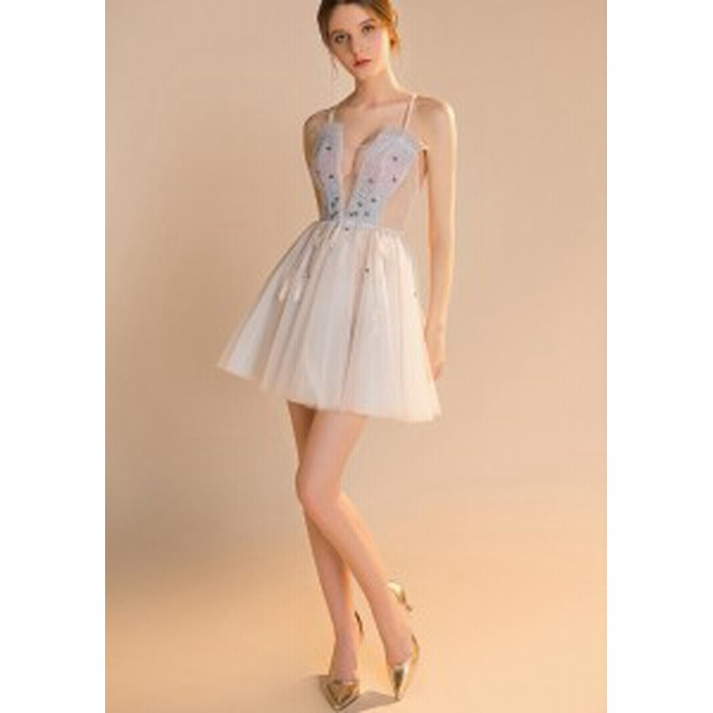 大人気パーティードレス 結婚式ウエディングドレス セクシー ミディアム丈 ミニスカート夜店低い胸 オープンバック かわいいぼうぼうスカ 通販 Lineポイント最大1 0 Get Lineショッピング