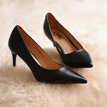 花田香雪  羊皮高品質簡潔設計 黑色2023年新款細跟高跟鞋