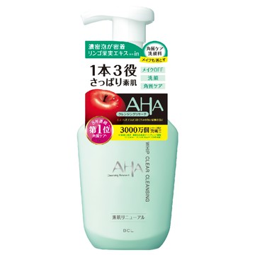 BCL AHA 柔膚深層泡洗顏 100%天然植物洗淨成分 無色素無酒精無礦物油 清新蘋果香  150ml  1瓶