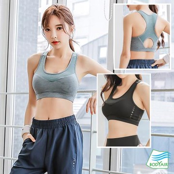 任-【BODYAIR嚴選】美胸拼網布運動內衣(健身.瑜珈.慢跑.運動BRA)