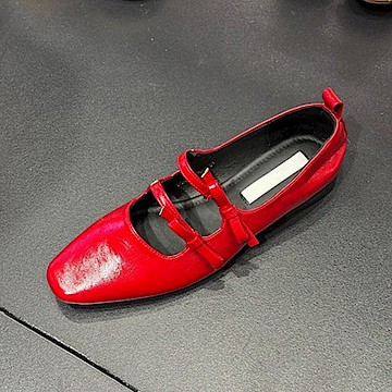 DONGCHICHI 雙帶 蝴蝶結 3cm瑪莉珍鞋 紅色 F011