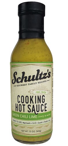 Schultz's Gourmet Family Recipes Cooking Hot Sauce Green Chili Lime 13 oz