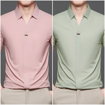 【巴黎精品】現貨+預購 夏季短袖上衣男襯衫高爾夫球衫剪刀領無痕T恤休閒冰絲-薄款男POLO衫6色a1jw11