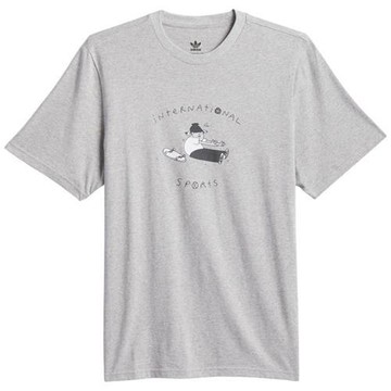 Adidas 短袖上衣 男裝 女裝 純棉 滑板印花 灰【運動世界】JD2713