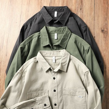 美式工裝襯衫男日系復古襯衣外穿上衣青年潮牌早秋薄寬松休閑外套鑫弘-錦衣華服