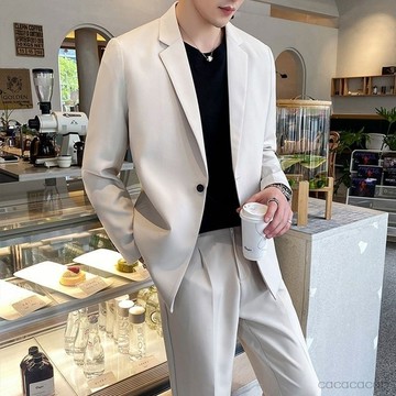 🔥【新品上新】西裝休閒外套時尚男士西裝修身西服潮流套裝韓版西裝三件套紳士風套裝純色西裝痞帥西服寬鬆正裝休閒小西服