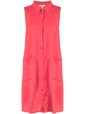 Eileen Fisher - button-down sleeveless linen shirtdress - women - Eco Linen - L - Orange