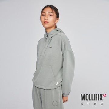 Mollifix 瑪莉菲絲 輕盈空氣層運動連帽上衣、瑜珈服 (灰霧綠)