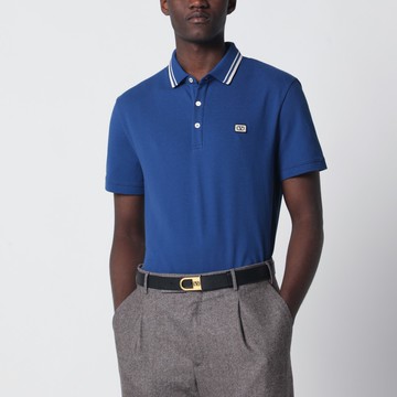 Blue polo shirt with Vlogo patch