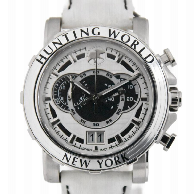 HUNTING WORLD クロノグラフ 時計 ホワイト ハンティングワールドクロノグラフホワイト