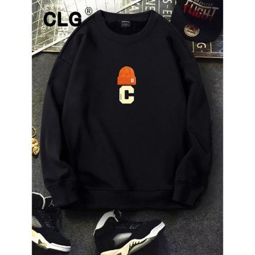 香港潮牌春秋冬圓領衛衣男新款寬松休閑加絨外套印花百搭男裝長袖