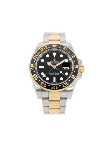 Rolex - 2010 pre-owned GMT-Master II 40mm - unisex - Yellow Gold/stainless steel/Sapphire Glass - One Size - Black