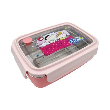 蠟筆小新 單層不鏽鋼隔熱便當盒 卡通圖案 上蓋密封防漏 防燙設計 800ml  粉色  1個