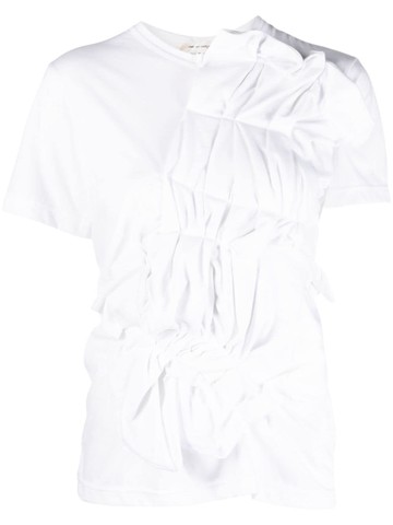 Comme Des Garçons - gathered-detail short-sleeve top - women - Cotton/Polyester - S - White