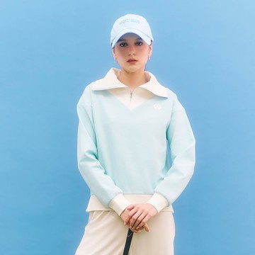 元動力 GOLF翻領撞色棉質上衣(淺藍；S-L)