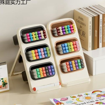 畫筆桌面收納盒大容量馬克筆斜插式筆筒辦公室多層學生文具收納盒