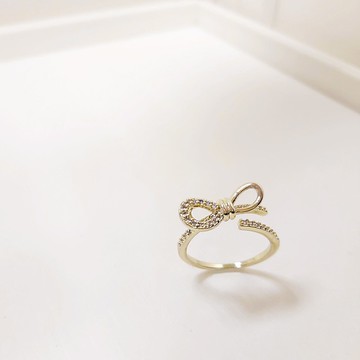 蝴蝶結青銅色黃銅戒指/輕珠寶 造型戒指 黃銅飾品 輕奢 開口戒指