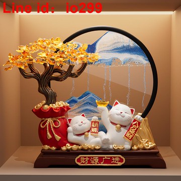 發財樹流沙畫招財貓擺件客廳裝飾新房子搬家禮物喬遷新居開業禮品