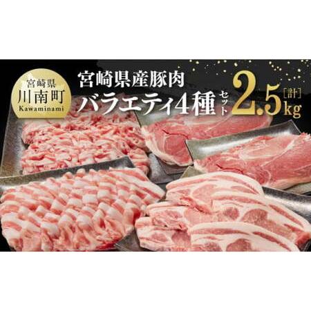 ふるさと納税 宮崎県産豚肉 バラエティ4種 2.5kg【毎日使える便利な豚肉セット しゃぶしゃぶ用 豚肉ロース 豚肉バラ 豚肉切り落とし 国産豚肉 宮.. 宮崎県川南町