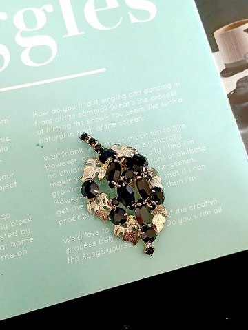 vintage jewelry 典雅純黑系萊茵別針