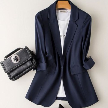 黑色小西裝女2023新款修身顯瘦薄款七分袖西服大碼女裝 【0316】