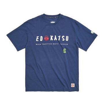 江戶勝 日系 男裝 後背花蛙圖騰寬版短袖T恤(丈青色) #上衣