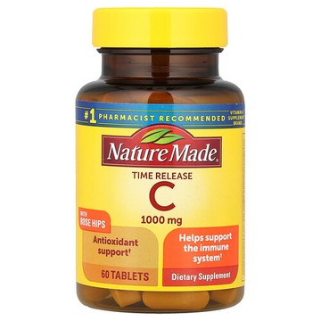 Nature Made, 維生素 C 玫瑰果，緩釋配方，1,000 毫克，60 片