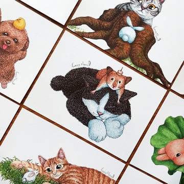 【貓瘋子】毛小孩認識新朋友 / 明信片組