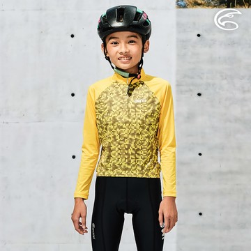 ADISI 青少年抗UV快乾長袖自行車衣ABL2192203 (130-160) 蒲公英黃 / 輕量 吸濕排汗 速乾 抗紫外線 防曬 反光