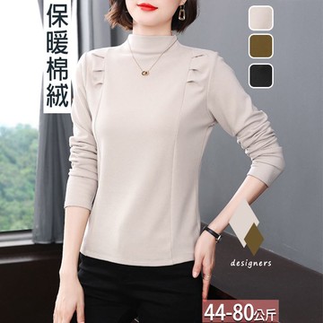 半高領純色雙側肩壓褶上衣(3色) M-4XL【742773X】【現+預】☆流行前線☆