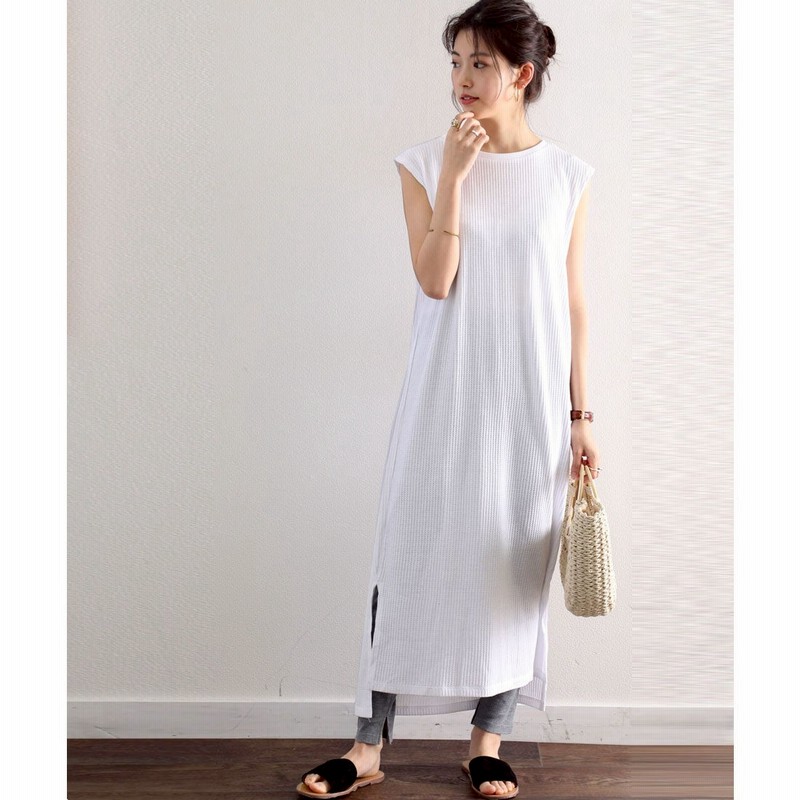 クラシカルエルフ Classical Elf ワッフルワンピース夏半袖レディースベルト付きサーマルロングワンピースロング丈トップスワンピ大きいサイズノースリーブフレンチスリーブマキシスリット春カットソ 通販 Lineポイント最大1 0 Get Lineショッピング