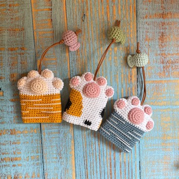 粉紅肉球貓爪鑰匙套