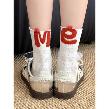 字母襪子女款夏季薄款純棉無骨中筒襪2026新款爆款夏天網眼長筒襪