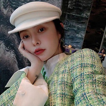 ANNA S. 純羊毛 海軍帽 報童帽 帽子 白 黑 立體 個性 小臉 百搭 春新款 韓國