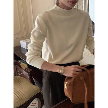 半高領針織打底衫女秋冬簡約純色百搭流行早春新款上衣內搭配大衣