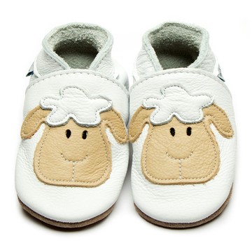 英國Inch Blue - 真皮手工寶寶鞋-雪白綿羊