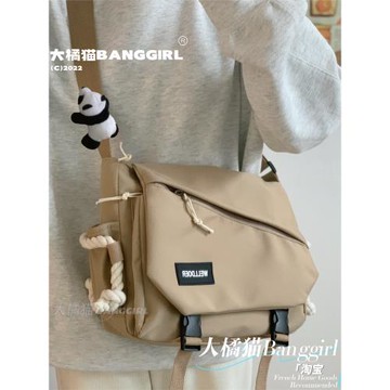日系ins原宿工裝機能通勤大容量郵差包男大學生上課單肩斜挎包女