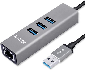 【日本代購】lan 埠 有線 LAN 轉換適配器 usb3.0 lan集線器 1000Mbps RJ45 4 in 1 乙太網 集線器 USB3.0埠 灰色