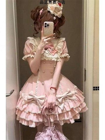 洛麗塔公主裙純色千層心動玩偶日系洛麗塔蛋裙可愛甜美公主短袖opdoll蘿莉感 新品
