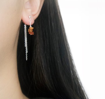 銀簾 / 溫度 - 藍晶石 瑪瑙 925銀耳環