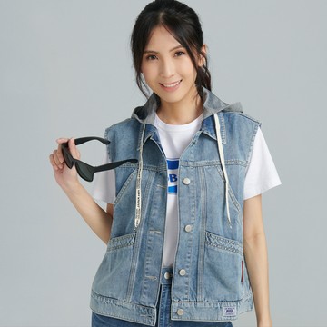 BOBSON 女款拆脫帽牛仔背心(JL0026-58)