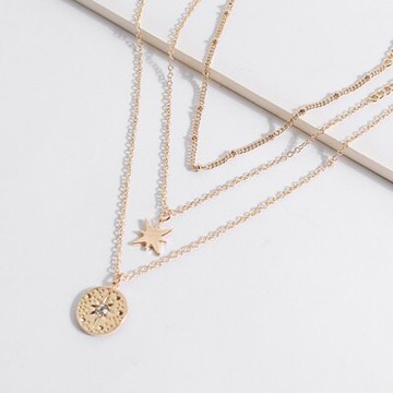 項鍊合金鎖骨鍊三件套-星星鑲鑽時尚情人節生日禮物女飾品73uz16【獨家進口】【米蘭精品】
