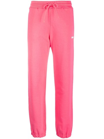 MSGM - logo-print drawstring track pants - women - Cotton - S - Pink