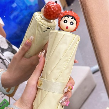 晴雨傘🎀 蠟筆小新原創定制傘帽雨傘女晴雨兩用學生可愛全自動遮陽傘太陽傘