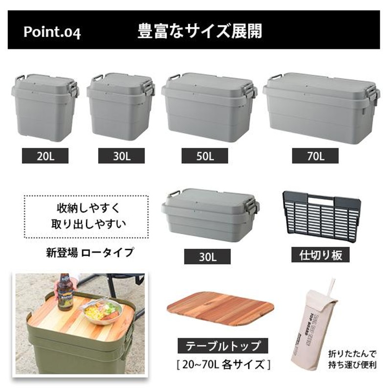 耐荷重100kg 日本製 軽量＆頑丈 収納トランク 30L ロータイプ 1個