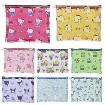 小禮堂 Sanrio 三麗鷗 PVC拉鍊收納袋 (滿版動作款) Kitty 大耳狗 酷洛米 布丁狗