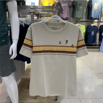 Baleno班尼路夏季男裝圓領純棉透氣刺繡休閑寬松短袖t恤88002222
