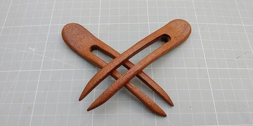 硬檀木二叉短髮簪